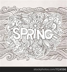 Spring hand lettering and doodles elements vector illustration. Spring hand lettering and doodles elements
