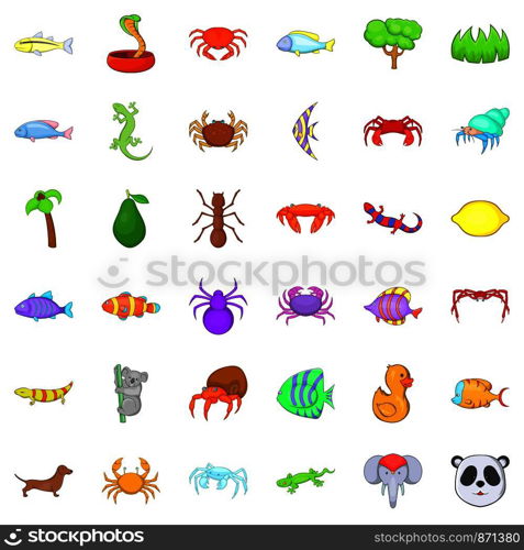 Spring icons set. Cartoon style of 36 spring vector icons for web isolated on white background. Spring icons set, cartoon style