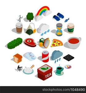 Spring icons set. Isometric set of 25 spring vector icons for web isolated on white background. Spring icons set, isometric style
