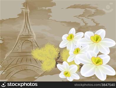Spring in Europe. flowers on abstract background