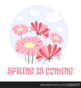 Spring is coming round banner art design stock vector illustration