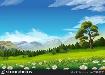 Spring landscape, vector background