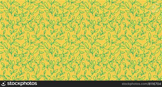 Spring leaves vector textured seamless pattern. Green leaf background