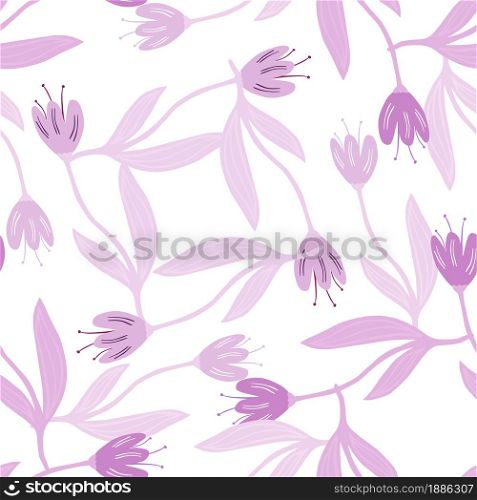 Spring lilac tulip flower seamless pattern. Decorative floral ornament wallpaper. Botanical design. For fabric design, textile print, wrapping, cover. Retro vector illustration.. Spring lilac tulip flower seamless pattern.