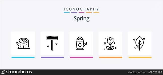 Spring Line 5 Icon Pack Including lotus flower. flower. nature. blooming. nature. Creative Icons Design