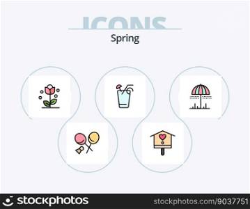 Spring Line Filled Icon Pack 5 Icon Design. bag. wifi. spring. handbag. spring