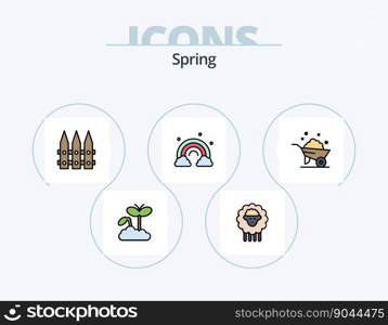Spring Line Filled Icon Pack 5 Icon Design. cactos. rose. mushroom. nature. flora