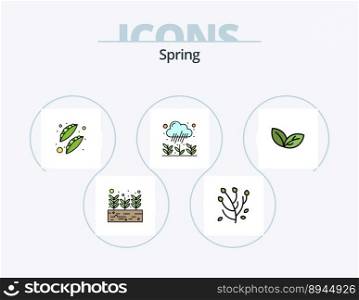 Spring Line Filled Icon Pack 5 Icon Design. cone. cream. garden. ice cream. sun