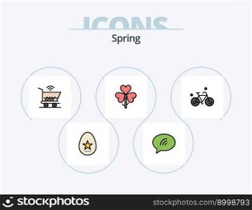 Spring Line Filled Icon Pack 5 Icon Design. flora. chating. spring. chat. shopping