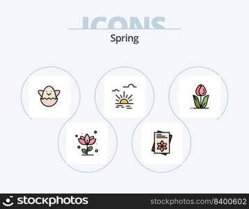 Spring Line Filled Icon Pack 5 Icon Design. floral. clip. business card. spring. flower
