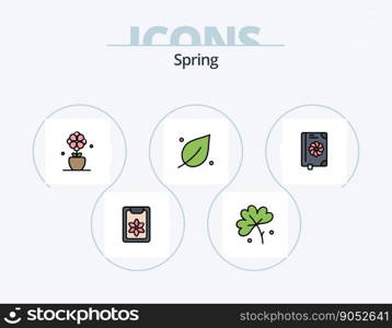 Spring Line Filled Icon Pack 5 Icon Design. leaf. spring. anemone. flower. gift