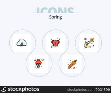 Spring Line Filled Icon Pack 5 Icon Design. loves. heart. drink. vegetable. carrot