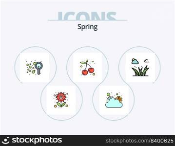 Spring Line Filled Icon Pack 5 Icon Design. nature. plant. spring. leaf. garden