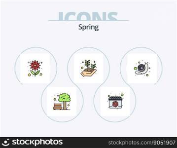Spring Line Filled Icon Pack 5 Icon Design. snail. animal. cherry. nature. present