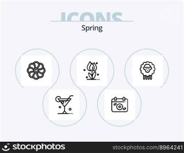 Spring Line Icon Pack 5 Icon Design. bug. wine. cloud rain. drink. rain