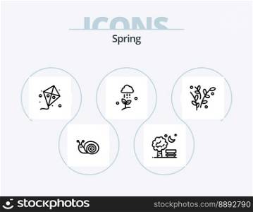 Spring Line Icon Pack 5 Icon Design. egg. spring. flower. date. calendar