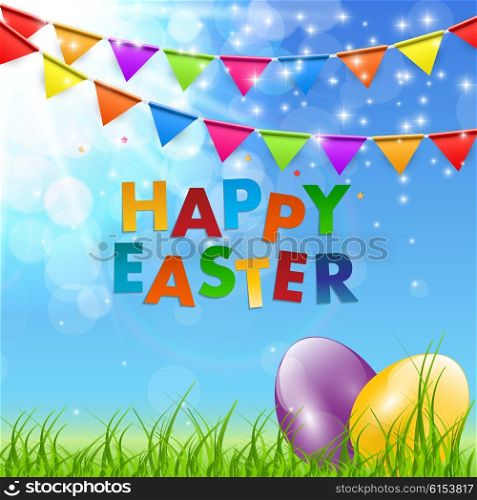 Spring Natural Happy Easter Background Vector Illustration EPS10. Spring Natural Happy Easter Background Vector Illustration