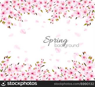 Spring nature background with Sakura japan cherry branch. Vector
