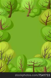 Spring or summer background with stylized trees. Natural illustration.. Spring or summer background with stylized trees.