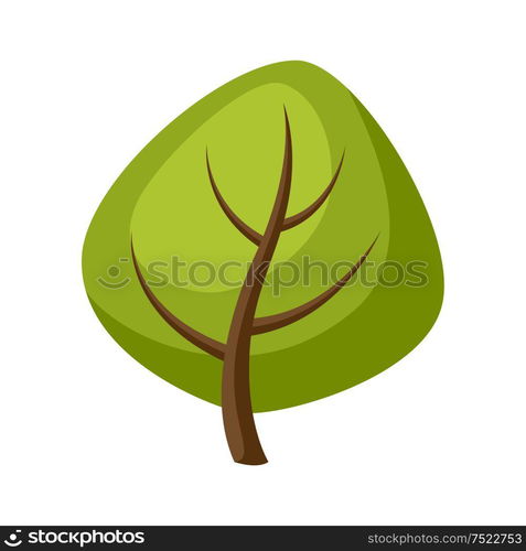 Spring or summer stylized tree with green leaves. Natural illustration.. Spring or summer stylized tree with green leaves.