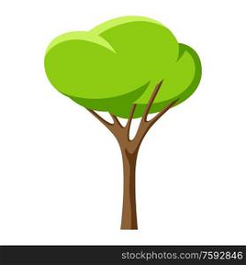 Spring or summer stylized tree with green leaves. Natural illustration. Spring or summer stylized tree with green leaves.