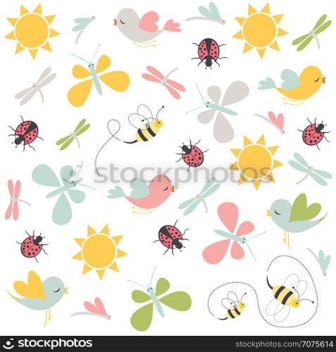 Spring pattern. Vector seamless background.