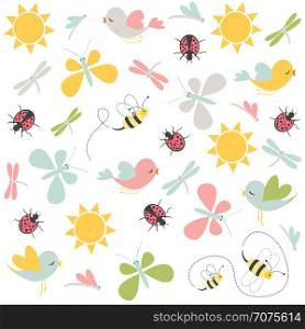 Spring pattern. Vector seamless background.