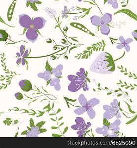 Spring purple flowers backgrounds - seamless floral pattern