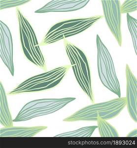 Spring random line leaves pattern on white background. Abstract botanical backdrop. Creative nature wallpaper. Design for fabric , textile print, wrapping, cover. vector illustration.. Spring random line leaves pattern on white background.