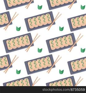 Spring rolls seamless pattern. Background traditional asianfood. Print with rolls for textile, packaging, paper and design vector illustration. Spring rolls seamless pattern