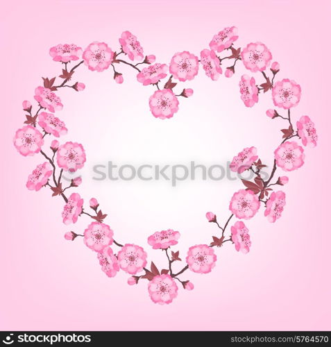 Spring sakura flowers Valentines day background.