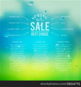 Spring sale background with text. Vector illustration.