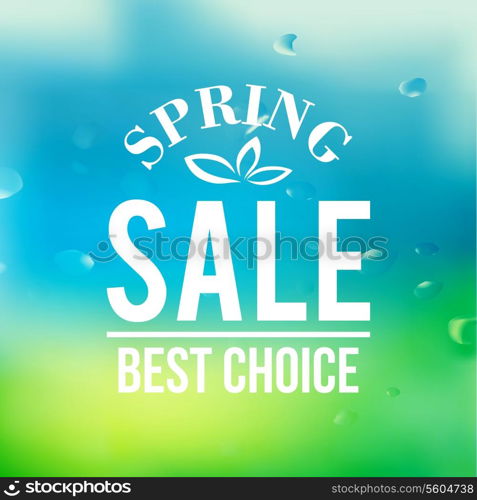 Spring sale background with text. Vector illustration.