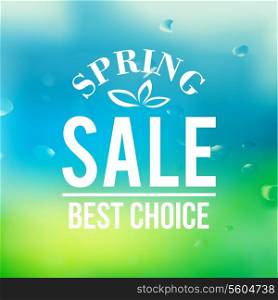 Spring sale background with text. Vector illustration.