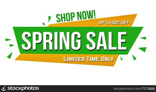 Spring sale banner design on white background, vector illustration