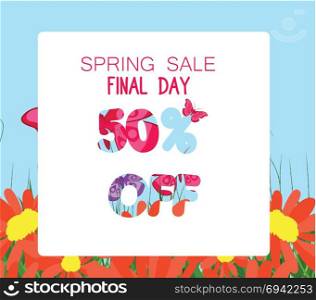 Spring Sale Banner. Sale background. Big sale. Floral Sale Tag