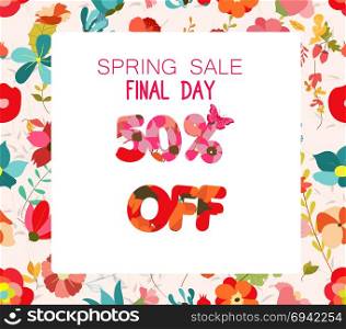 Spring Sale Banner. Sale background. Big sale. Floral Sale Tag