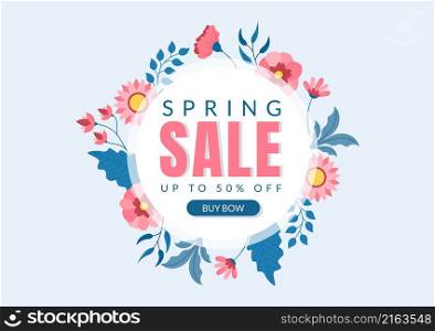Spring Sale Blossom Flowers Background Natural Template Vector Illustration with Season Plant Suitable for Greeting Card, Invitation or Poster