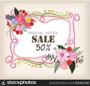 Spring sale concept. Summer background with chamomile and delicate background
