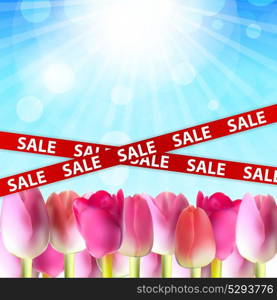 Spring Sale Concept with Nature and Ribbons. Vector Illustration EPS10. Spring Sale Concept with Nature and Ribbons. Vector Illustration