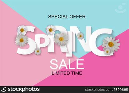 Spring Sale Cute Background with Colorful Flower Elements. Vector Illustration EPS10. Spring Sale Cute Background with Colorful Flower Elements. Vector Illustration