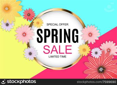 Spring Sale Cute Background with Colorful Flower Elements. Vector Illustration EPS10. Spring Sale Cute Background with Colorful Flower Elements. Vector Illustration