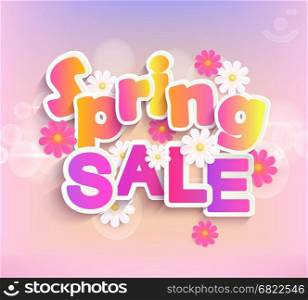 Spring sale label, 50 percent discount.. Spring sale label with beautiful flower. Vector illustration template and banners, wallpaper, flayers, invitation, posters, brochure and voucher discount.