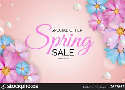 Spring Sale Natural Flower Background Template. Vector Illustration EPS10. Spring Sale Natural Flower Background Template. Vector Illustration