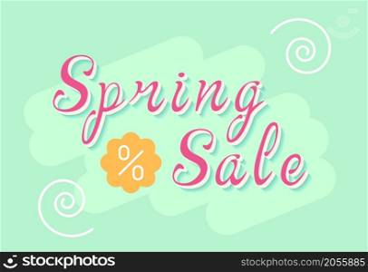 Spring sale promotional banner. Vector decorative typography. Decorative typeset style. Latin script for headers. Trendy advertising for graphic posters, banners, invitations texts. Spring sale promotional banner