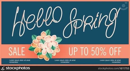 Spring sale promotional poster template. Retro style graphic with line art calligraphy and stipplism effect. Vector design. Spring sale promotional poster. Retro style graphic with line art calligraphy and stipplism effect. Vector design