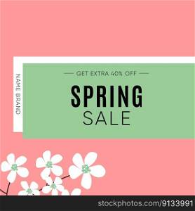 Spring Sale Template Design with white blossom flowers on pink Background. Vector EPS10. Spring Sale Template Design with white blossom flowers on pink Background.
