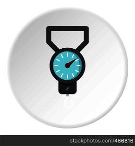 Spring scale icon in flat circle isolated vector illustration for web. Spring scale icon circle