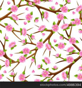 Spring seamless pattern with branches of tree and sakura flowers. Seasonal illustration. Spring seamless pattern with branches of tree and sakura flowers. Seasonal illustration.