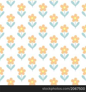 Spring seamless pattern with flowers. Background with cute simple wildflowers vector illustration. Delicate floral fill for wallpaper and fabric. Spring seamless pattern with flowers